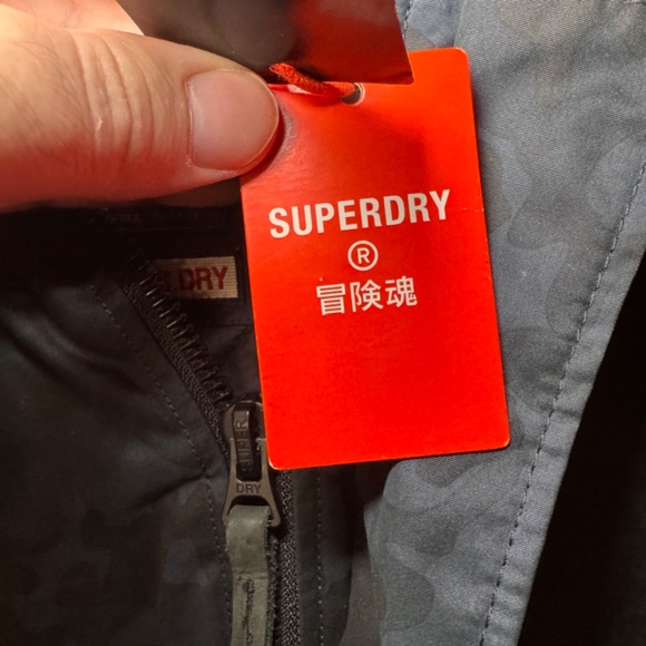 SuperDry SDX Parka Jacket Men's 2XL Blue Camo Faux Fur Trim Hood NWT - Picture 8 of 10